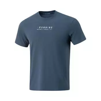Li Ning Беговая серия Повседневная Быстросохнущая Дышащая Футболка с коротким рукавом Мужские топы Глубокий Северный Звездный Синий ATSV095-4 2XL