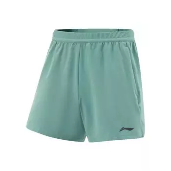 Li Ning Беговая серия Удобные Повседневные Простые Универсальные Спортивные шорты на шнуровке Мужские шорты Туманно-зеленый AKSV097-7 XL