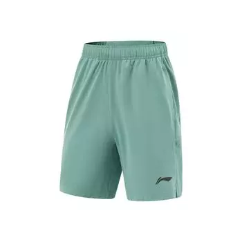 Li Ning Беговая серия Удобные Повседневные Простые Универсальные Быстросохнущие На шнуровке Пятиточечные Спортивные Шорты Мужские шорты Дымчато-зеленый AKSV089-3 L