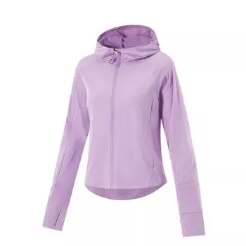 Li Ning Беговая серия Удобный однотонный простой универсальный худи на молнии облегающего кроя дышащая спортивная куртка Женские куртки Светло-фиолетовый AFDU974-2 S