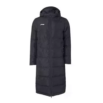 Li Ning боковые разрезы теплое однотонное длинное хлопковое пальто с капюшоном мужские пальто черного цвета AFMT025-1 3XL