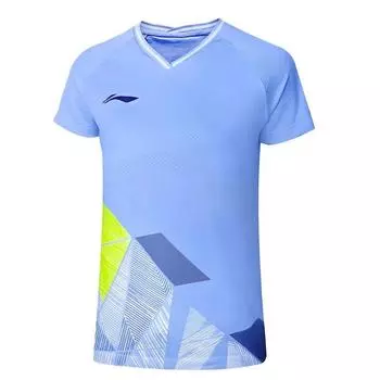 Li Ning Brand Logo Реглан Удобная спортивная футболка с коротким рукавом Женская футболка Фиолетовый AAYR374-4 S