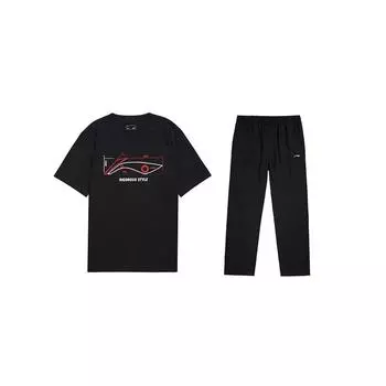 Li-Ning Breathable Comfortable Loose Fit Short Sleeve T-Shirt Men Tops Black AHSUB01-3+AYKU875-1 XXL