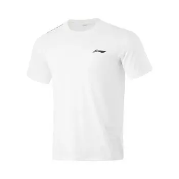 Li-Ning Breathable Comfortable Quick-Dry Round Neck Short Sleeve T-Shirt Men tops Standard-White ATSU025-5 M