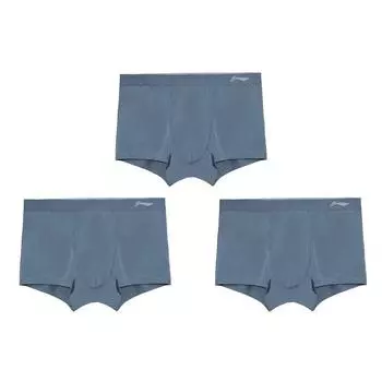 Li-Ning Breathable Mid-Rise Solid Color Running Fitness Sports Underwear Men underwear Blue YUAU023-4 M