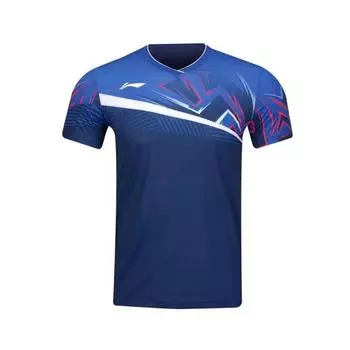 Li-Ning Breathable Moisture-Wicking Quick-Dry Badminton Shirt Men tops Deep-Navy AAYV023-1 S