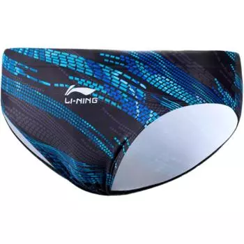 Li-Ning Breathable Quick-Dry Logo Print Triangle Swim Trunks Men swimwear Black Blue LSKV387-1 L