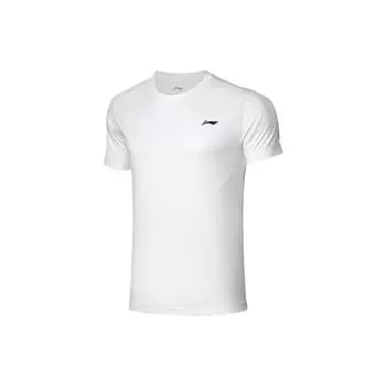 Li-Ning Breathable Quick-Dry Logo Round Neck Sports Short Sleeve T-Shirt Men Tops White ATSS447-3 L