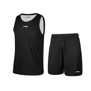Li-Ning Breathable Quick-Dry Professional Training Reversible Sleeveless Jersey Straight-Leg Shorts Basketball Set Unisex sportswear YATV109-1 S