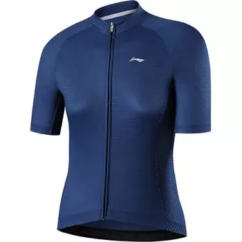 Li-Ning Breathable Quick-Dry Sweat-Wicking Sun Protection Short Sleeve Cycling Jersey Women jersey Dark-Blue LCTY044-3 S