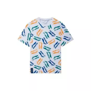 Li-Ning Breathable Round Neck T-Shirt With All Over Logo Men Tops White AHSR867-4 XL