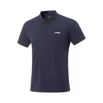 Li-Ning Breathable Solid Color Logo Short Sleeve Polo Shirt Men tops Ink-Blue APLV039-9 S