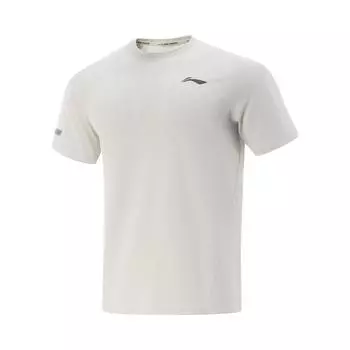 Li-Ning Breathable Solid Color Round Neck Casual Short Sleeve T-Shirt Men Tops White-Birch-Gray ATSV369-2 M