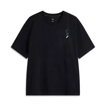 Li-Ning Breathable Trendy Versatile Round Neck Cultural Short Sleeve T-Shirt Men Tops Standard-Black ATSV699-1 S