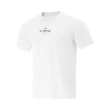 Li-Ning Breathable Versatile Letter Round Neck Short Sleeve T-Shirt Men Tops Standard-White ATSV275-10 3XL