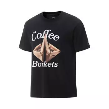 Li-Ning Breathable Versatile Printed Letter Round Neck Short Sleeve T-Shirt Men Tops Black AHSV405-1 M