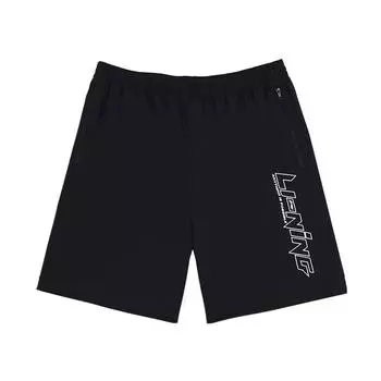 Li-Ning Буквенный принт быстросохнущие дышащие свободные спортивные шорты унисекс шорты черные YKSU101-1 M