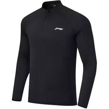 Li Ning Быстросохнущая Беговая Фитнес Удобная Футболка с Длинным Рукавом Мужские Топы Черный ATLT127-1 S