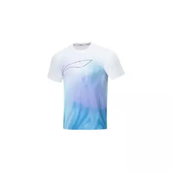 Li-Ning Быстросохнущая дышащая футболка с градиентным принтом с коротким рукавом для мужчин ATST341-1 3XL