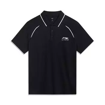 Li-Ning Быстросохнущая дышащая удобная рубашка поло с коротким рукавом для мужчин, черная YPLU043-2 S