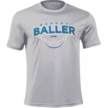 Li-Ning быстросохнущая дышащая впитывающая пот футболка с коротким рукавом мужская футболка звездно-серая YTSU077-3 S