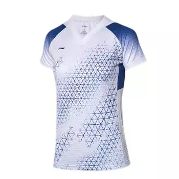 Li-Ning Быстросохнущая модная футболка с коротким рукавом в культурном стиле для женщин AAYQ002-1 XL