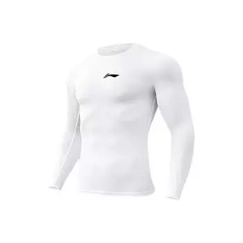 Li-Ning Быстросохнущая, отводящая пот, дышащая, компрессионная баскетбольная рубашка с длинным рукавом, мужская, белая AUDU111-1 L