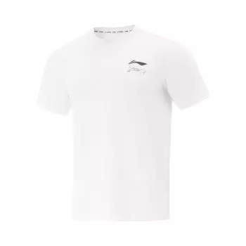 Li-Ning Быстросохнущая простая футболка с принтом логотипа в виде букв, удобная, с круглым вырезом и короткими рукавами, мужские топы, стандартная - белая ATSV399-8 S