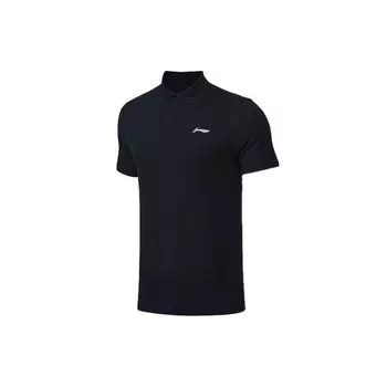 Li-Ning Быстросохнущая спортивная рубашка-поло для мужчин, черные APLQ015-4 L
