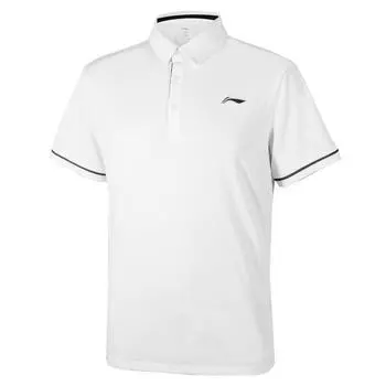 Li-Ning Быстросохнущая тренировочная повседневная футболка-поло Slim Fit с коротким рукавом унисекс топы стандартно-белого цвета APLU965-1 XS