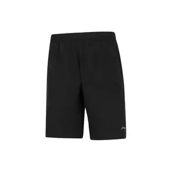 Li-Ning Быстросохнущие дышащие однотонные шорты с низкой талией, влагоотводящие, для фитнеса, спорта, повседневные шорты для мужчин, черные AKSU469-1 S