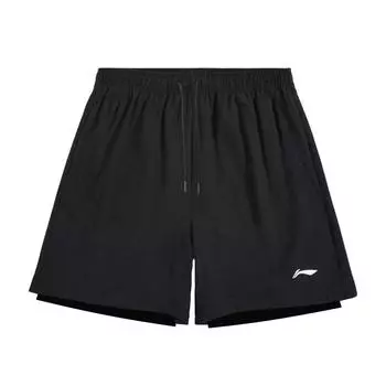 Li-Ning Быстросохнущие Дышащие Прохладный Ледяной Шелк Тонкие Универсальные Удобные Защищающие от Просвечивания Двухслойные Спортивные Шорты Женские шорты APST615-1 M