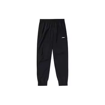 Li Ning быстросохнущие дышащие тканые спортивные штаны для бега мужские черные AYKR461-1 M