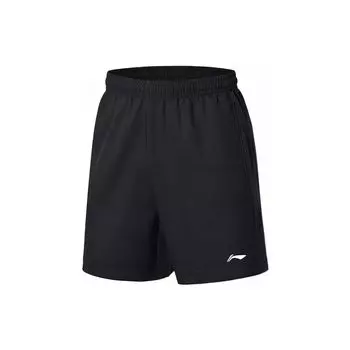 Li-Ning Быстросохнущие дышащие тренировочные спортивные повседневные шорты мужские шорты черные AKSS445-1 S