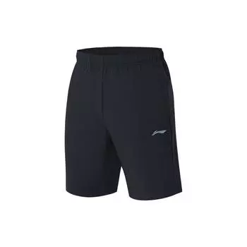 Li-Ning Быстросохнущие прохладные дышащие однотонные эластичные тканые шорты для фитнеса мужские шорты черного цвета AKSU693-1 L