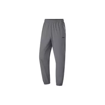 Li-Ning Быстросохнущие прохладные солнцезащитные анти-ультрафиолетовые логотипы с манжетами и средней талией трикотажные длинные брюки мужские брюки железно-серого цвета AKLU833-1 S