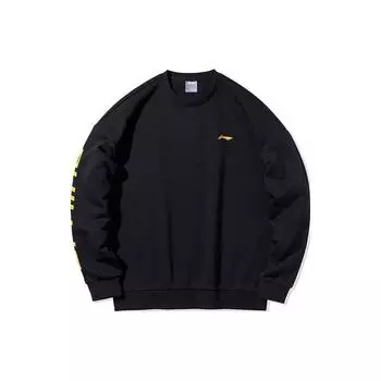 Li Ning Campus Series Letter Круглый вырез свитера свитер унисекс черный YWDT311-2 M