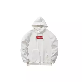 Li-Ning Campus Series Lettered Hooded Sweatshirt Unisex Sweatshirt White YWDT417-1 XXL