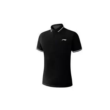 Li-Ning Campus Series Logo Print Quick-Dry Short Sleeve Polo Shirt Men tops Black YPLT041-3 S