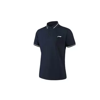 Li-Ning Campus Series Logo Print Quick-Dry Short Sleeve Polo Shirt Men tops Navy-Blue YPLT041-2 S