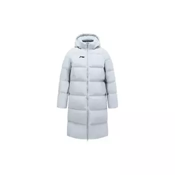 Li Ning Campus Series однотонная длинная куртка с капюшоном и логотипом унисекс верхняя одежда светло-серая YYMT079-2 3XL