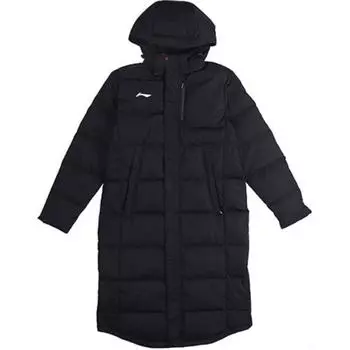 Li Ning Campus Series Теплая ветрозащитная длинная куртка с капюшоном Мужская верхняя одежда Черный YYMT103-1 XL