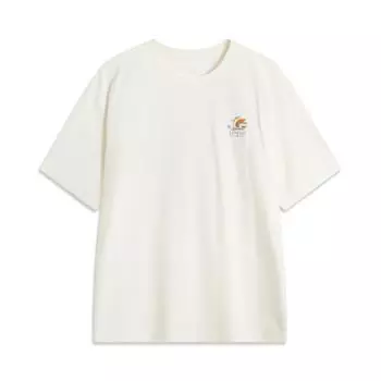 Li-Ning Cartoon Anime Letter Breathable Versatile Loose Short Sleeve T-Shirt Men Tops Off-White AHSU877-1 XL