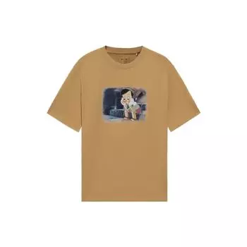 Li-Ning Повседневная футболка с коротким рукавом и круглым вырезом с мультяшным принтом, мужские топы, коричневые AHSS453-9 XL