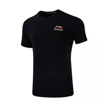 Li-Ning Cartoon Print Round Neck Short Sleeve T-Shirt Men Tops Black AHST353-1 S