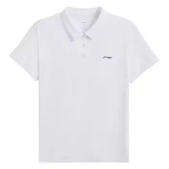 Li-Ning Casual Breathable Comfortable Solid Color Short Sleeve Polo Shirt Women tops White APLV680-1 S