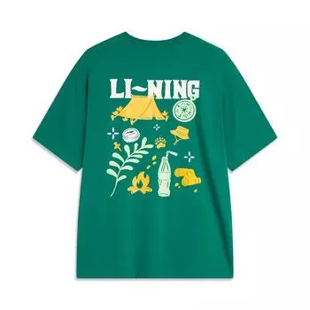 Li-Ning Casual Round Neck Knitted Short Sleeve T-Shirt Men Tops Stone-Green AHSU637-4 L