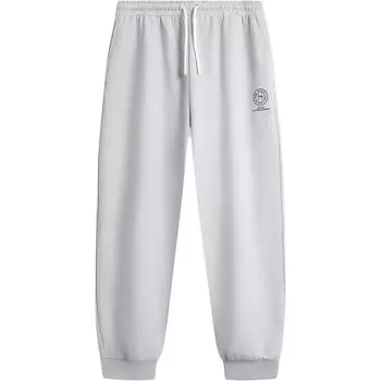 Li-Ning Casual Simple Comfortable Versatile Solid Color Drawstring Cuffed Loose Knit Sports Pants Men bottoms Flower-Gray Light-Gray AKLV371-4 XL