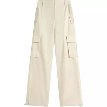 Li-Ning Casual Simple Solid Color Loose Straight Leg Knitted Sports Pants Women bottoms Off-White AYKV510-1 M