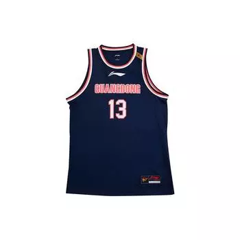 Li-Ning CBA League Edition Basketball Vest 2021-2022 Season Guangdong Team Wims No. 13 Away Men Tops Guangdong-Blue AAYR601-2
